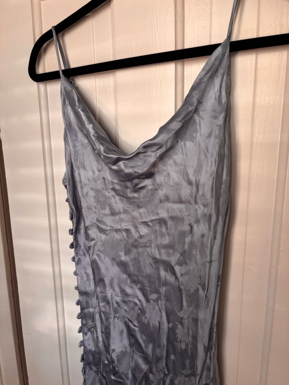 Lulu’s Blue Satin Jacquard Floral Slip Mid Dress Size M - Picture 9 of 12